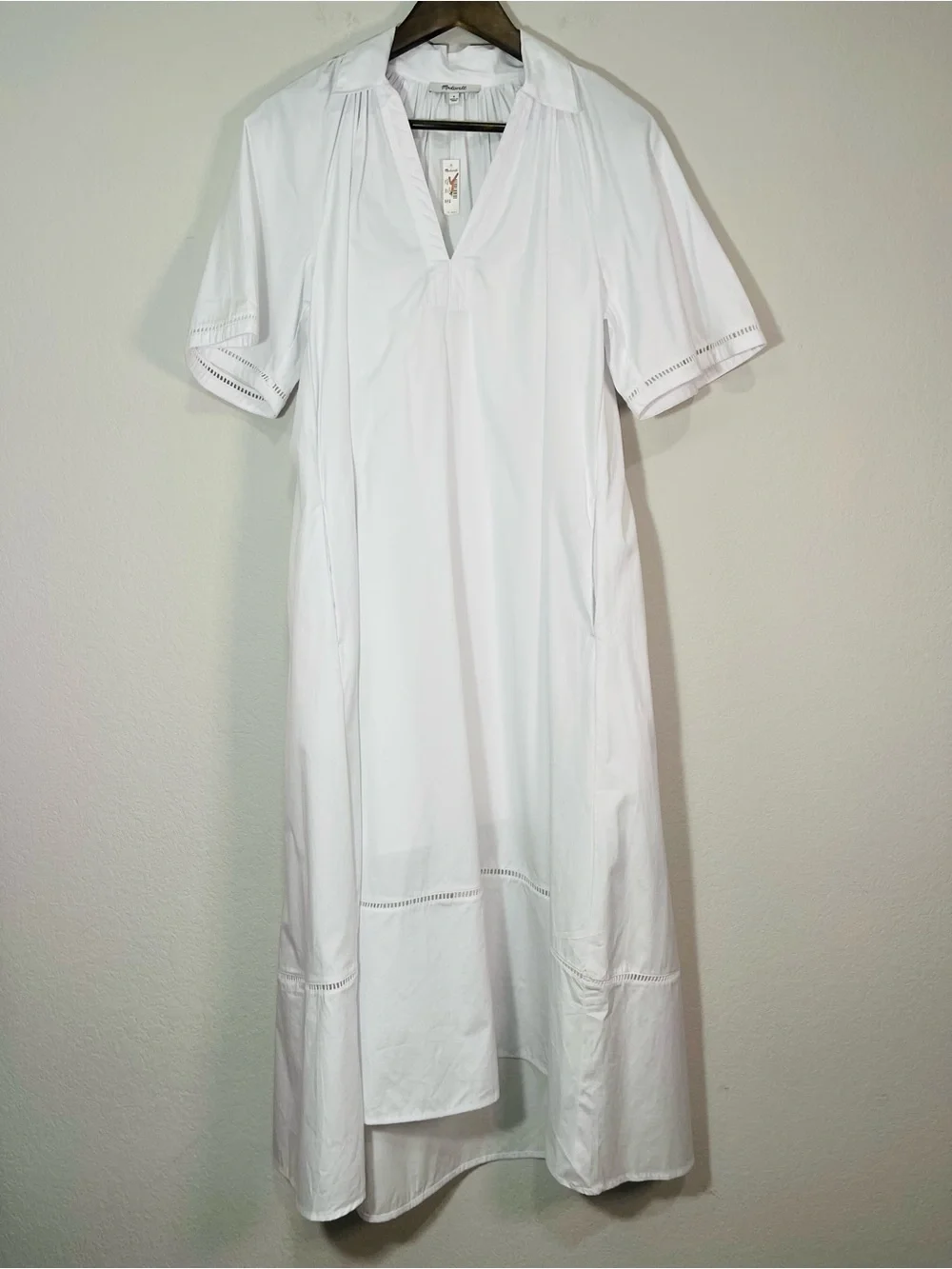 Madewell NWT Poplin Splitneck Midi Shirtdress Size Small in White - Picture 6 of 16